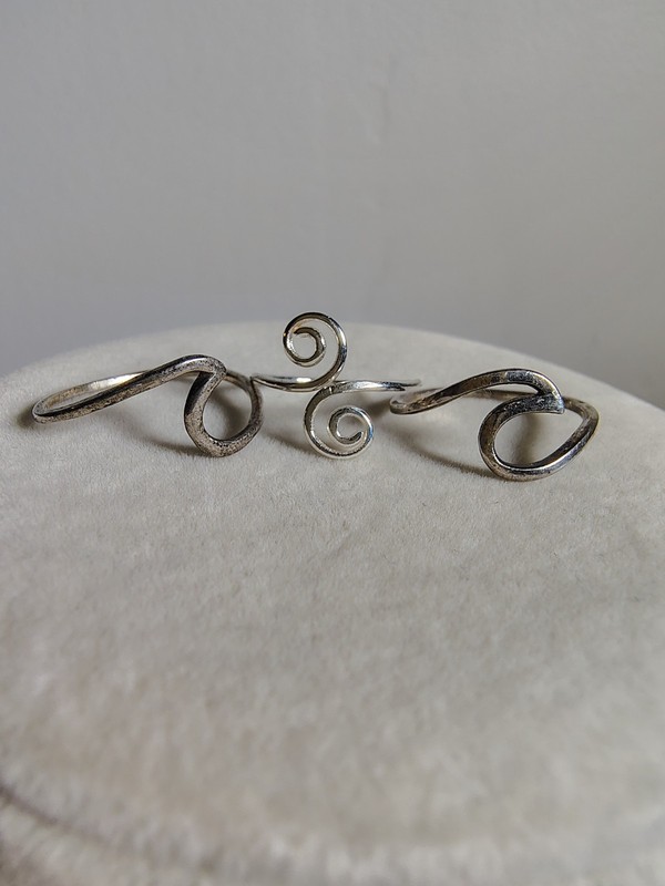 3 Sterling Silver 925 Ring Lot Stacking & Spiral Bypass Pinky Midi Szs 5 5.5 2.5