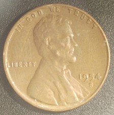 1954-S wheat penny 1c DDO Mint Mark, MS BN
