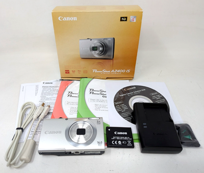 Vintage Canon PowerShot A2400 IS HD Silver 16 MP 5X Optical Zoom