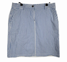 Talbots Preppy Blue and White Striped Cotton Lined Skirt Women's Size 10