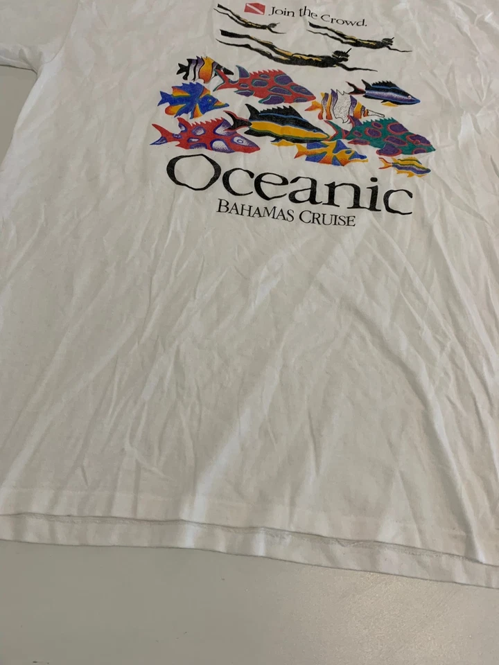Camisa Oceanic Bahamas XXL Blanca Crucero De Colección Buceo Peces Exóticos Viaje Foto 4 de 4