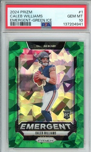2024 Panini Prizm #1 Caleb Williams Rookie Emergent Green Ice PSA 10