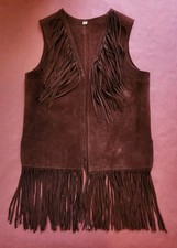 Vintage Suede Fringe Vest Brown M