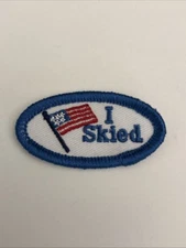 I Skied Embroidered Iron-On Patch 1x2", Ski Patch for Jackets, Backpacks & Gear.