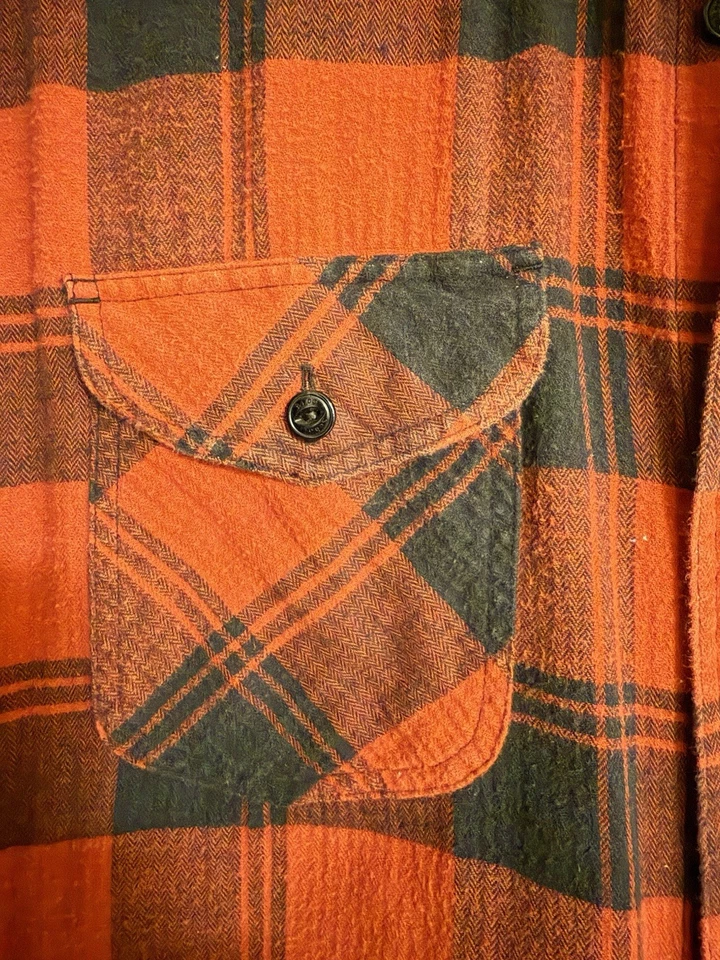 Camisa Schott Bros NYC Japão flanela manga curta botão para baixo tamanho grande - Imagem 3 de 4