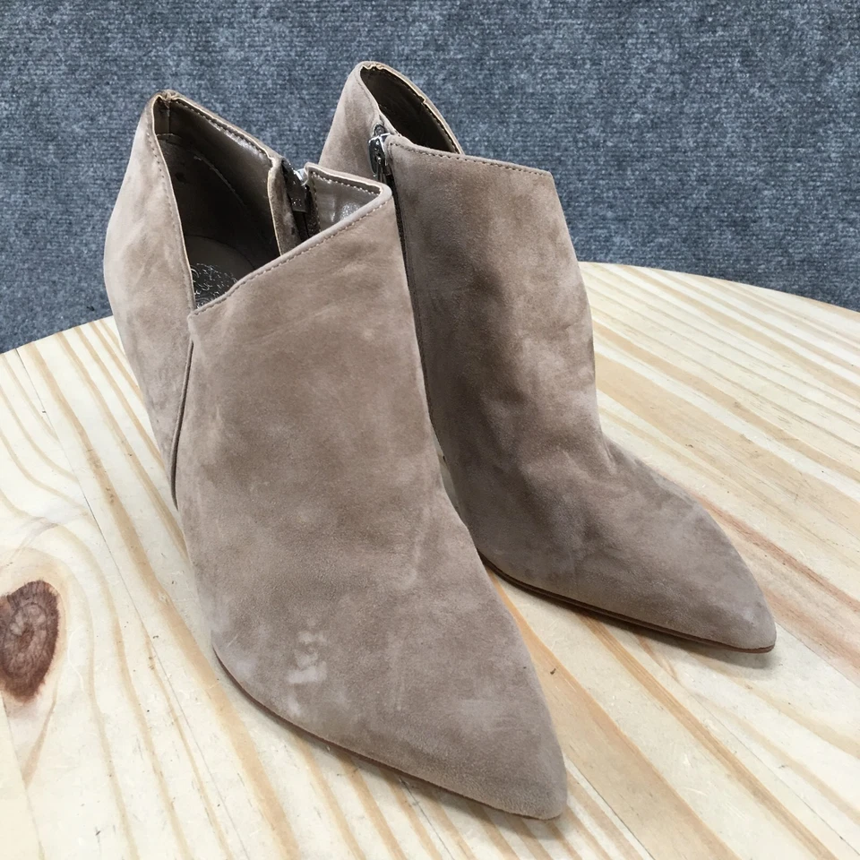 Vince Camuto Botas Mujer 7.5 M Botines Beige Gamuza Punta Cremallera Foto 3 de 4