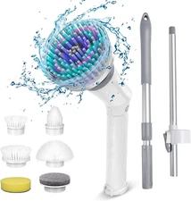 Handheld Spin Scrubber with Extended Long Handle, Rechargeable Electric Scrubber