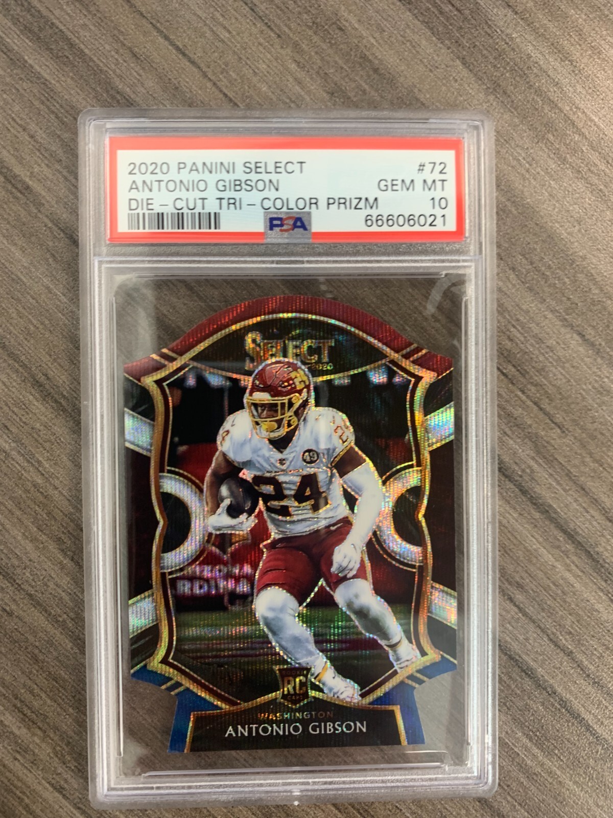 Antonio Gibson RC 2020 Panini Select Die-Cut Tri-Color PSA 10 Invest Slab2