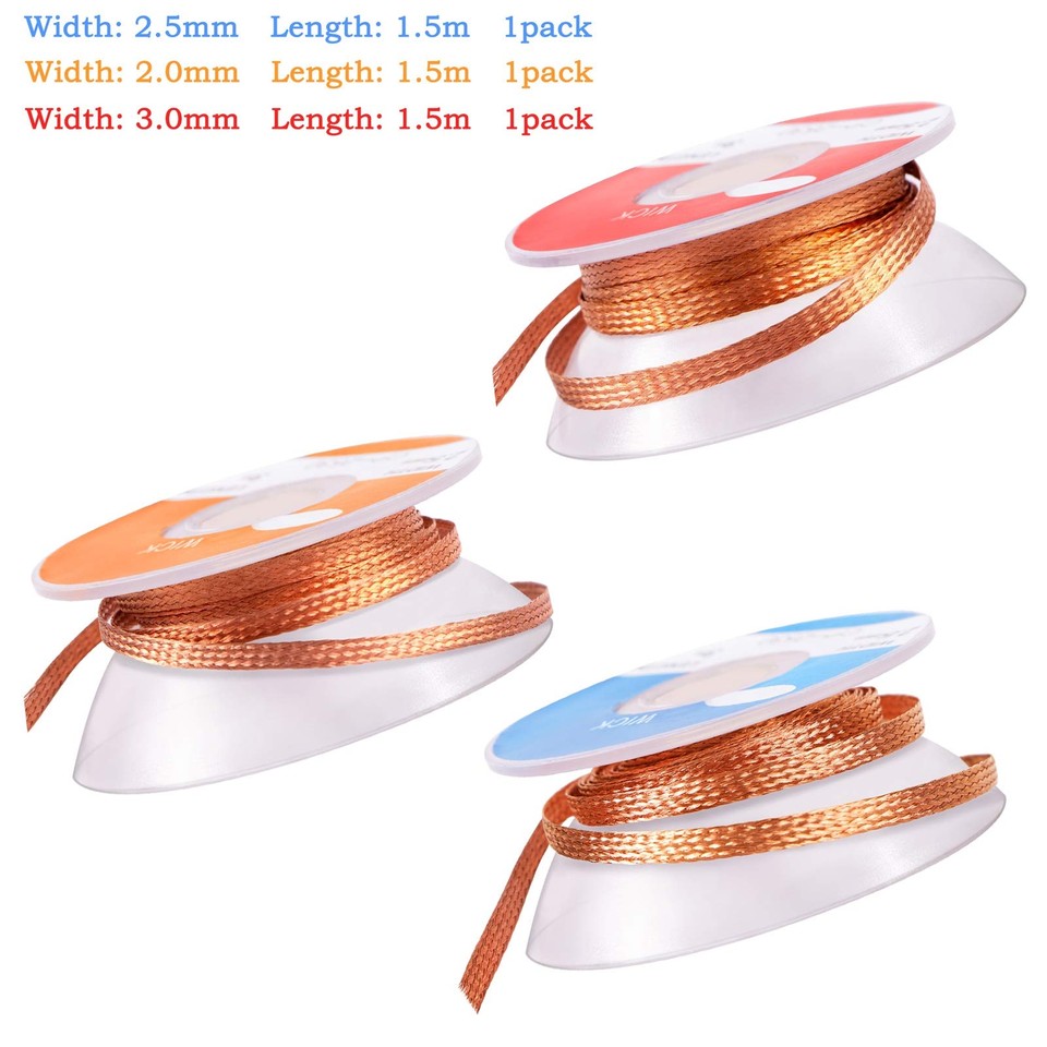 Solder Wicks, 3 Pack NoClean Solder Braided Wicks Desoldering Wicks