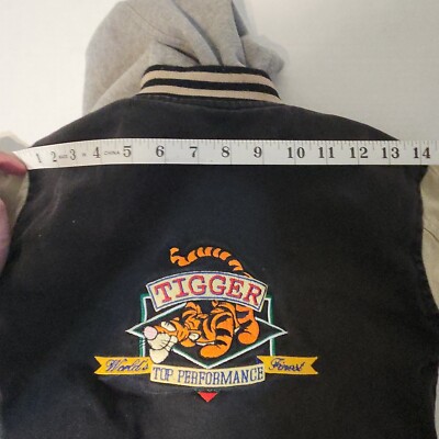 Vintage 90s Tigger Varsity Jacket Disney Store Embroidered Dark