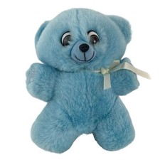 Blue Teddy Bear 9  Plush Stuffed Animal Toy White Bow