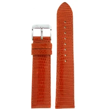 Watch Band Genuine Lizard Orange Padded Stitched Ladies 12mm 16mm 18mm 20mm 22mm
