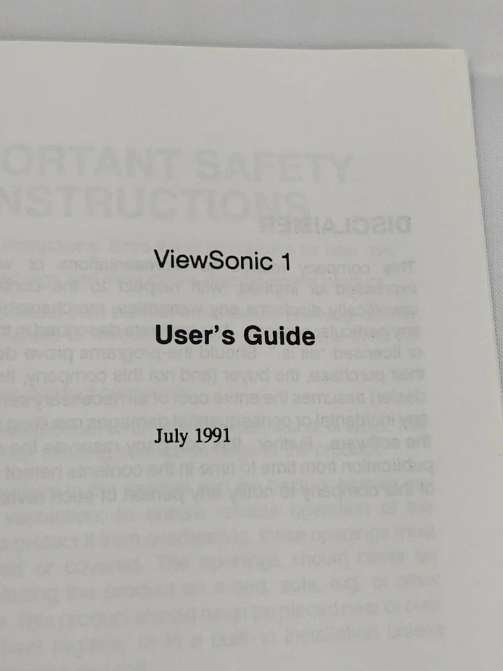 Vintage 1991 Viewsonic 1 High Resolution Color VGA Monitor User's Guide Booklet - Image 3 of 4