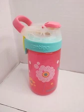 Contigo PINK Flowers Yellow Blue AutoSeal Spill Proof 14oz Water Bottle