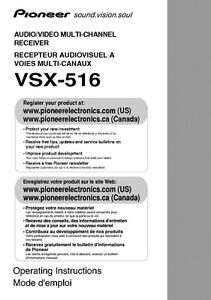 Pioneer VSX-516 Receiver Owners Manual | eBay