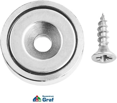 CONNEX Power Neodym-Scheibenmagnet mit Rundloch & Schraube, verschiedene Größen