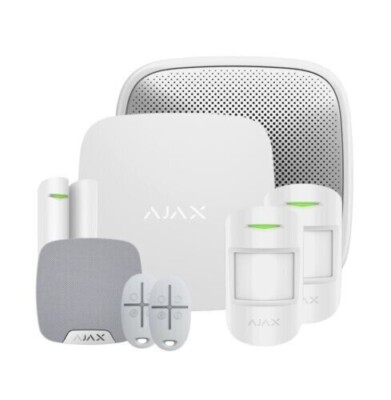 AJAX Wireless Smart House Alarmanlage (in weiß) mit Schlüsselanhänger und Hub 2