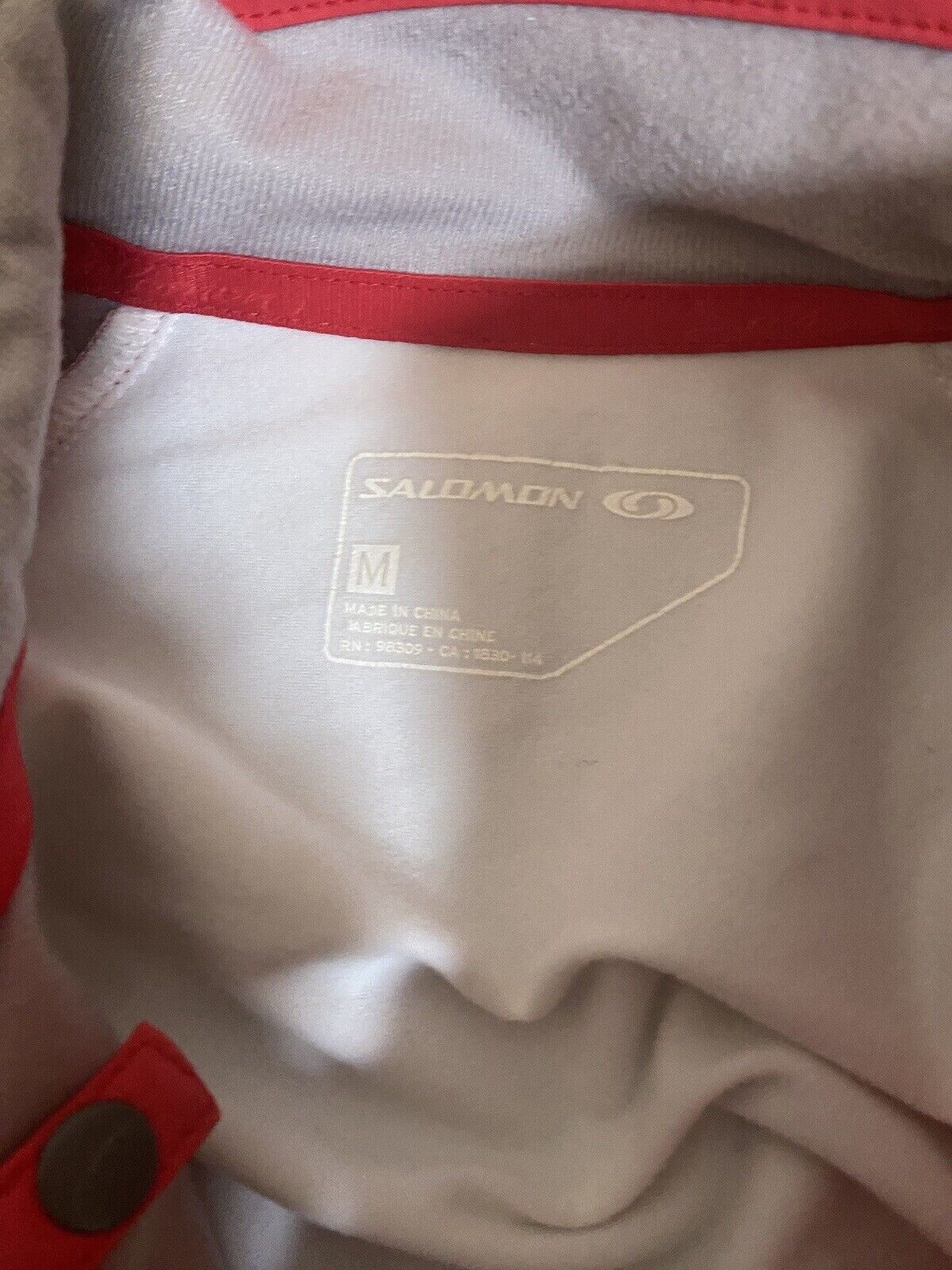 Giacca pile Salomon donna rosso bianco grigio taglia M full zip donna sci ciclismo