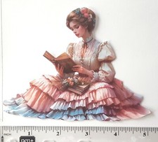 3D UPick Victorian Woman Reading Drinking Tea Scrapbook Card Embellishment 3980