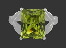 LAB 2.55 Cts PERIDOT RING 14K WHITE GOLD PLATED NEW WITH TAG SIZE 8