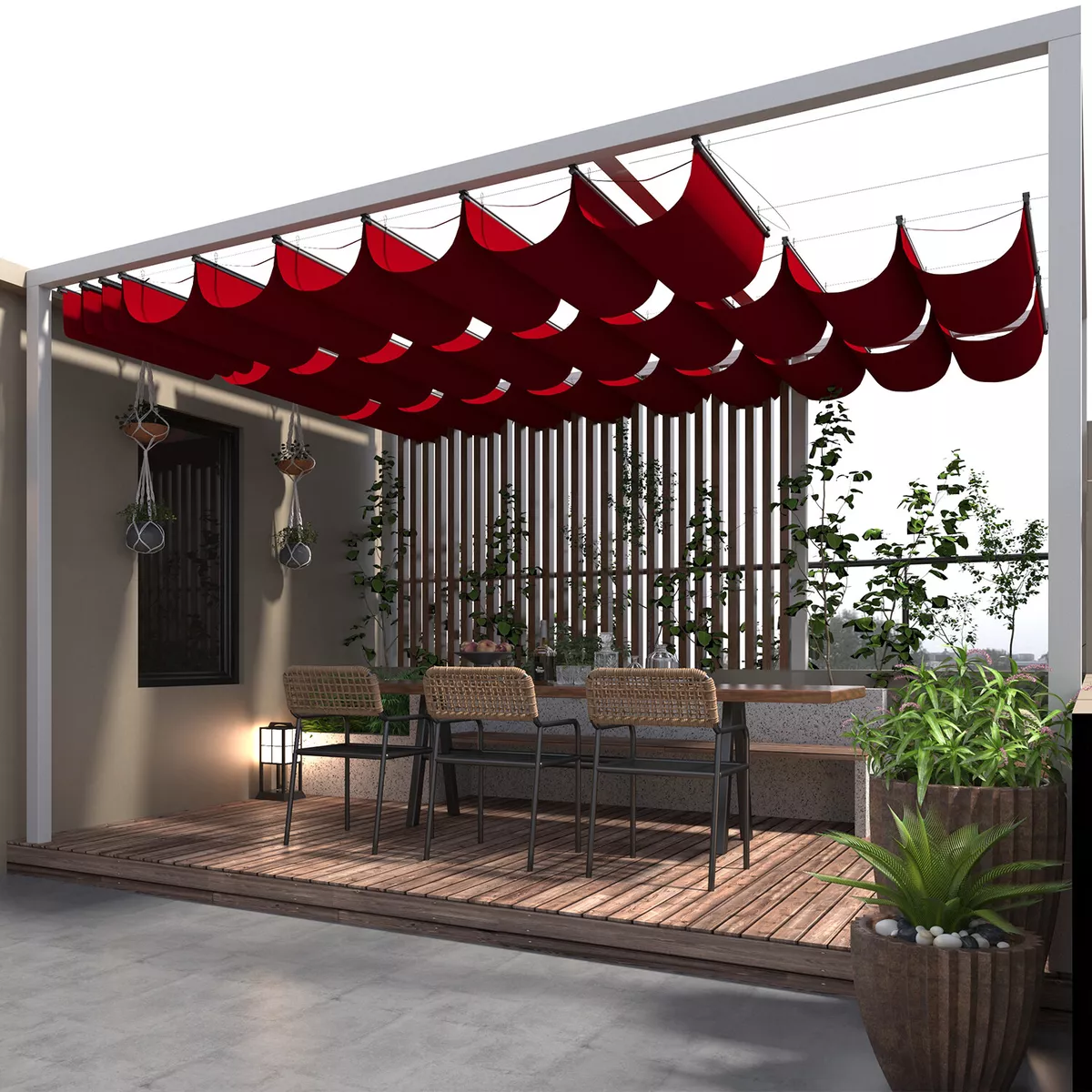 Retractable Pergola Sun Shade Cover Waterproof Canopy Panel Awning Yard Garden