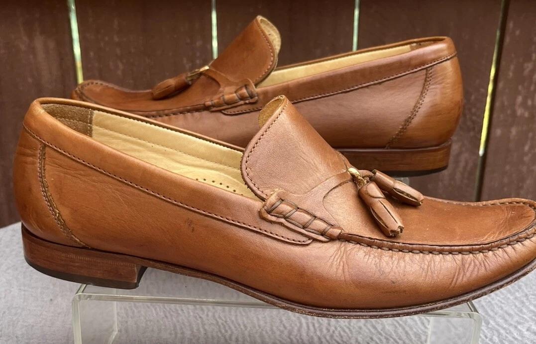 Men\'s Mercanti Florentini Vero Cuoio Brown Leather Tassel Loafers Sz 9.5 Italy Mercanti Fiorentini Italy Brown Leather Loafers Mens … - Gem main image 3