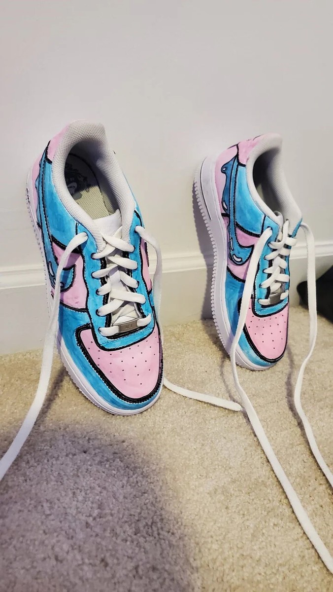 Air Force 1 Custom Shoes Blue & Pink Gender Reveal Doodle  display picture 2