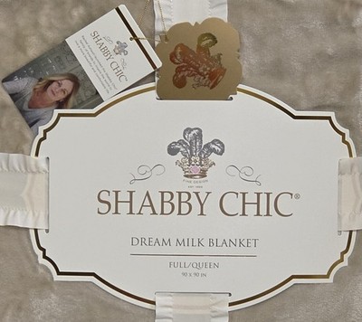 Shabby Chic Dream Milk Beige Blanket Full/Queen 90''x90'' Luxuriously Soft Cottage