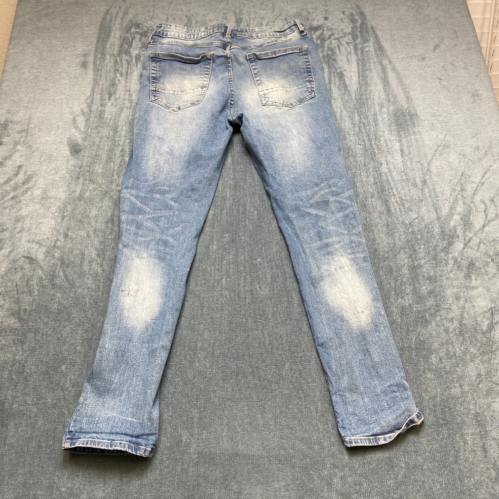 who want it デニム　W34 WXYZ MFG CO Jeans Men 34x32 Blue Denim Cotton Stretch Distressed