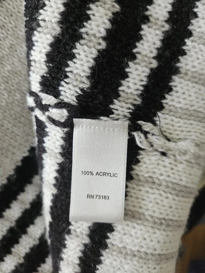 Cárdigan largo abierto Melissa Paige negro y beige SUAVE pequeño tejido doble Foto 3 de 4