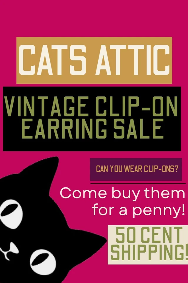 Vintage Clip-on Earrings Sale! Penny Starts, Shipping still 50 cents!
