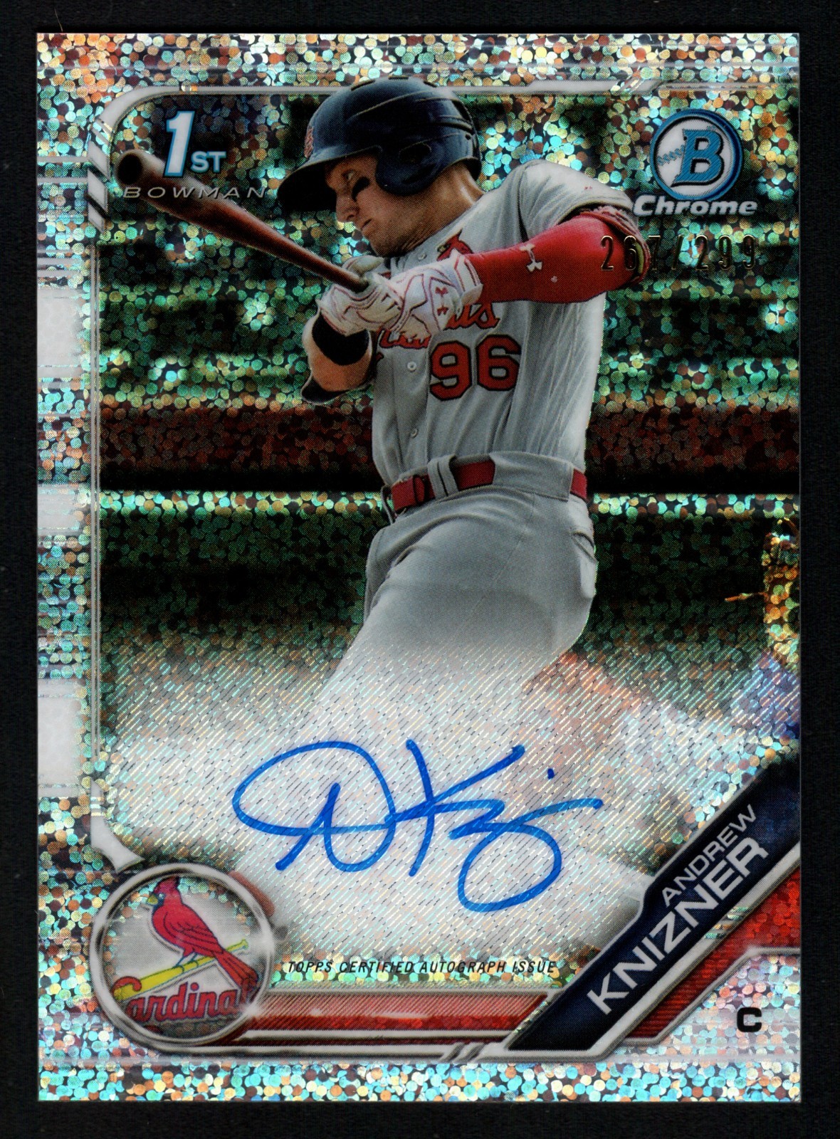 2019 Bowman Chrome Prospect Speckle Refractor /299 Andrew Knizner Rookie Auto