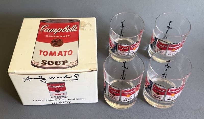 Andy Warhol Campbell’s Soup Double Old Fashion Glasses Set Of 4 New In Box