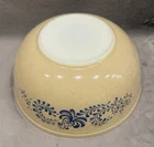 VTG Pyrex Bowl #404 Homestead Print 4 Qt Brown Speckled Blue Floral 10.5"
