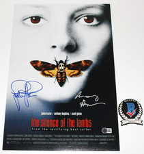 THE SILENCE OF THE LAMBS SIGNED MOVIE POSTER BECKETT COA ANTHONY HOPKINS JODIE