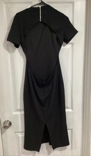 Lulus Black Open Back  Dress Size M. NEW Back Slit