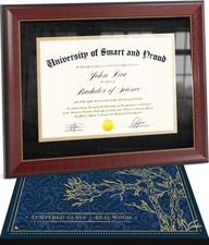 Wooden College Diploma Frame 11x14 Black Mat with Golden Rim Graduation Gift ...