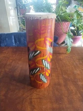 Bamboo Bongo Drum Hand Painted No Problem From Jamaica 12 Inches Tall