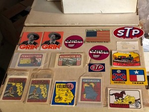 17 Vintage Stickers (very good condition), states, pop culture, etc. early 70s