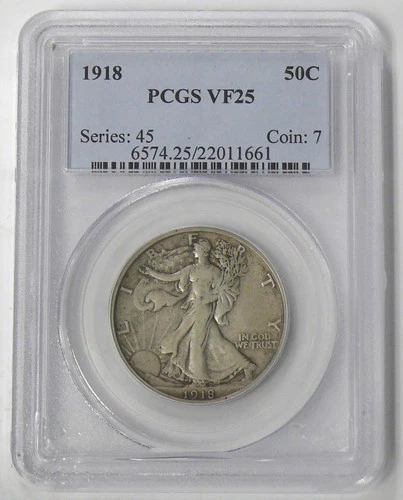 1918 VF-25 - WALKING LIBERTY HALF DOLLAR PCGS - BETTER DATE COIN