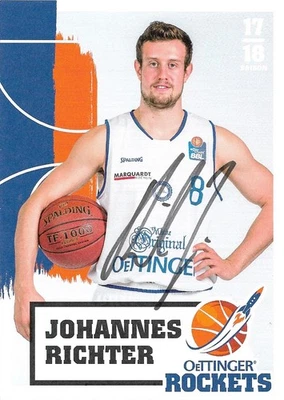 Johannes Richter. Oettinger Rockets. 2017/18. Original signierte Autogrammkarte. - Bild 1 von 2