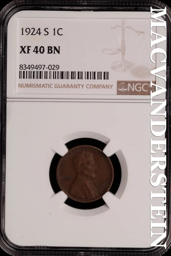 1924-S Lincoln Wheat Cent - NGC XF 40 BN - Scarce  No Reserve  #SLH130