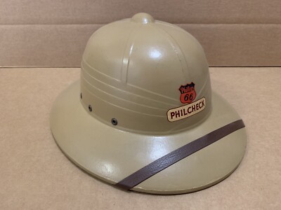 Phillips 66 Gas Station Safari Hat Philcheck Oil Pump Garage Sign Vintage