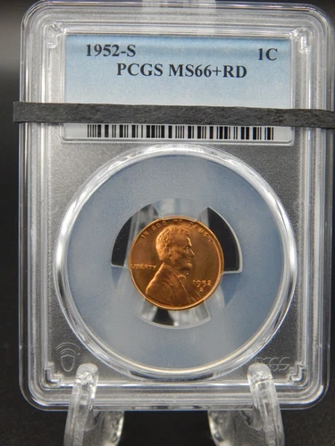 1952-S PCGS MS66+ RD RED Lincoln Wheat Back CENT #BT-35
