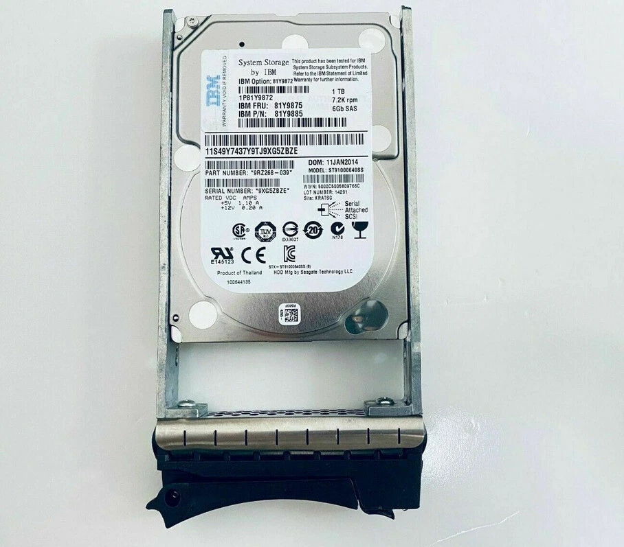 1PC IBM 81Y9872 81Y9875 81Y9885 1TB 7.2K 2.5" DS3524 SAS Hard Drive - Image 2 of 3