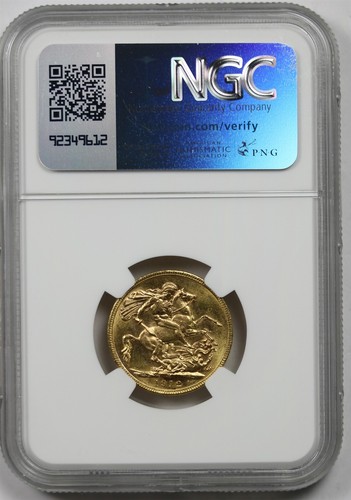 1912M Australia Gold 1 Sovereign 1SOV NGC MS 63 - Picture 2 of 4