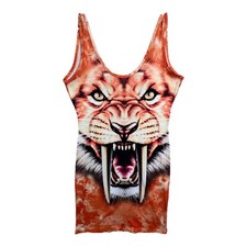 PrettyLittleThing Kalina Orange Tiger Print Scoop Back Bodycon Dress SIZE 10