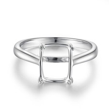 Sterling Silver Cushion Emerald Radiant Octagon 10x8mm Semi Mount Ring Jewelry