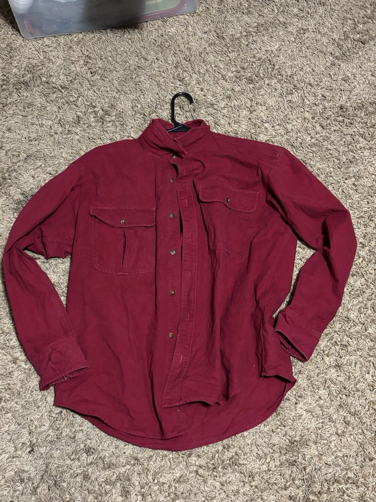 Cabela's Shirt Mens Large Red Long Sleeve Button Down Outdoor Workwear 2 pocket