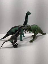 Dinosaurs Toys 3ea. Brontosaurus T-Rex And A Raptor.  Not Friends